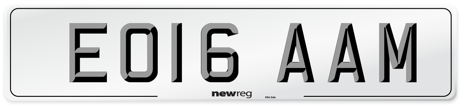EO16 AAM Number Plate from New Reg